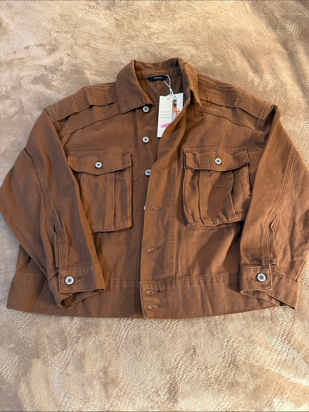 Brown Cotton Canvas Utility Jacket